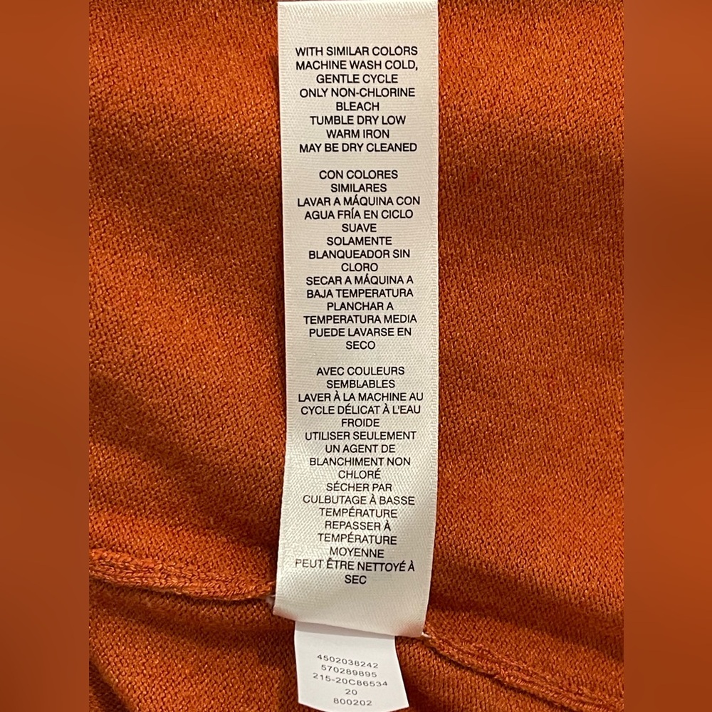 Chico’s Square Neck Rustic Orange Heather Pullover Sweater 3/4 Sleeve Nwt 2 - Picture 8 of 10